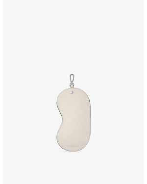 The White Company Textured Leather Glasses Case Keyring - White