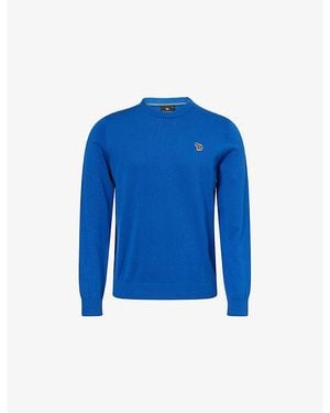 Paul Smith Zebra Crewneck Knitted Cotton Jumper - Blue