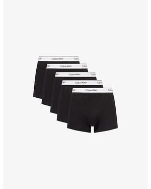 Calvin Klein Icon Pack Of Five Stretch-Cotton Trunks - Black
