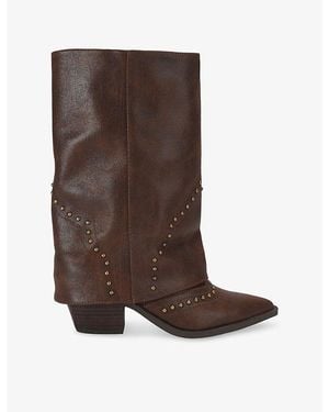 Steve Madden Saddle Faux-Leather Western Boots - Brown