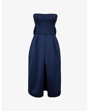 House Of Cb Bellina Strapless Satin Midi Dress - Blue