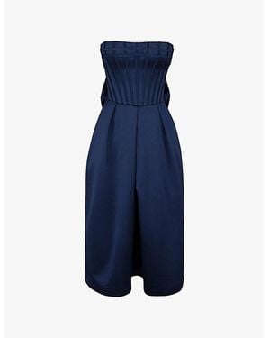 House Of Cb Bellina Strapless Satin Midi Dress - Blue