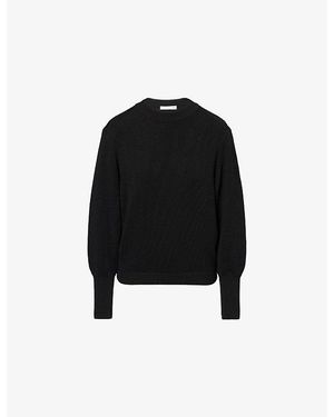 Victoria Beckham Relaxed Ribbed-Knit Cotton-Blend Jumper - Black