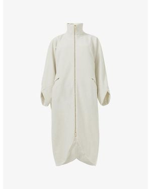 eem High-Neck Tulip-Hem Cotton-Blend Coat - White