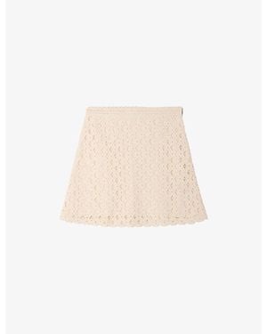 Sandro Beaded High-Rise Crochet Mini Skirt - Natural