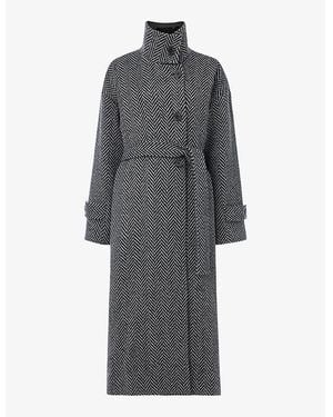 Whistles Cosette Funnel-Neck Wool-Blend Coat - Grey