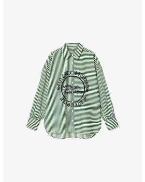 AllSaints Adrianne Striped Relaxed-Fit Cotton Shirt - Green