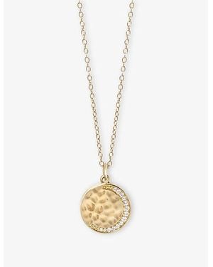 Astley Clarke Luna Crescent 18Ct And Lab-Grown-Sapphire Locket Necklace - Metallic
