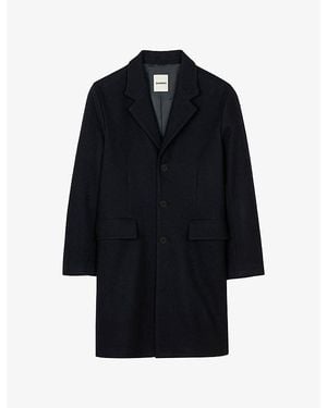 Sandro Button-Up Regular-Fit Wool And Cashmere-Blend Coat - Black