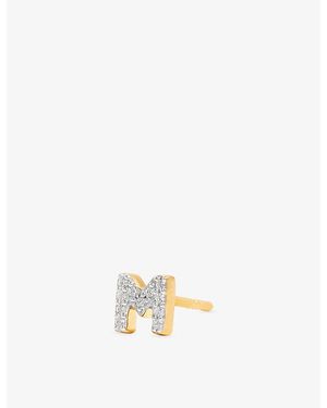 Missoma Pavé Initial M 18Ct Vermeil And Cubic Zirconia Single Stud Earring - White