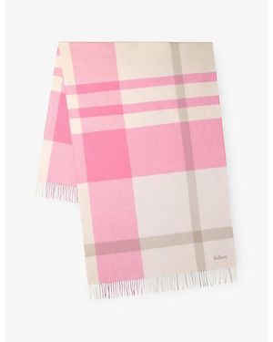 Mulberry Large-Check Merino-Wool Scarf - Pink