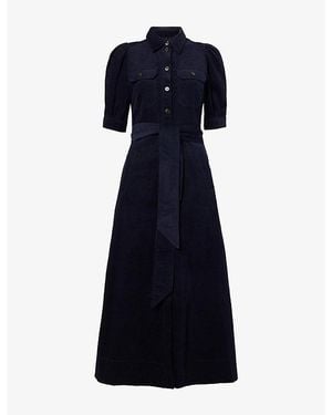 ME+EM Fit-And-Flare Corduroy Cotton Maxi Dress - Blue