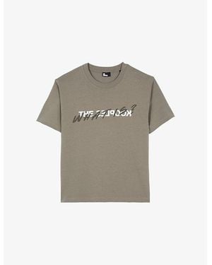 The Kooples Brand-Print Cotton-Jersey T-Shirt - Grey