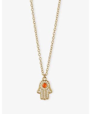 Astley Clarke Celestial Hamsa Hand 18Ct, Carnelian And Sapphire Pendant Necklace - Metallic