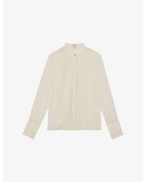 Reiss Miranda Lace-Trim Sheer Crepe Blouse - White