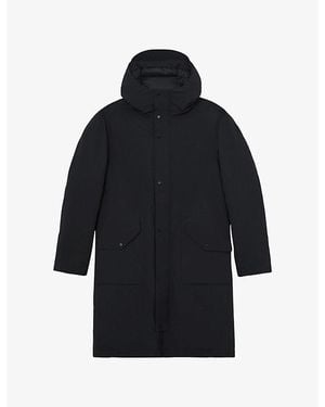 Reiss Quilted Hooded Woven Coat - Blue