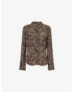 PAIGE Desano Lace-Print Woven Shirt - Brown