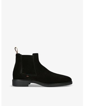 Santoni Easy Flat Suede Chelsea Boots - Black