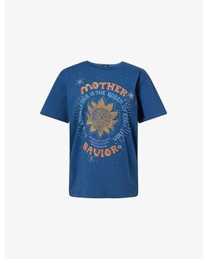 Mother Savior The Rowdy Graphic Print Cotton T-Shirt - Blue