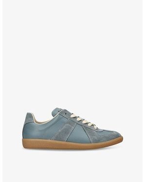 Maison Margiela Replica Contrast-Sole Leather Low-Top Trainers - Blue