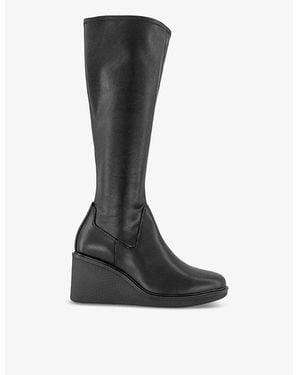 Vagabond Shoemakers Deena Knee-High Wedge-Heel Leather Boots - Black