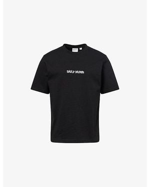 Daily Paper Burning Shield Crewneck Cotton-Jersey T-Shirt - Black