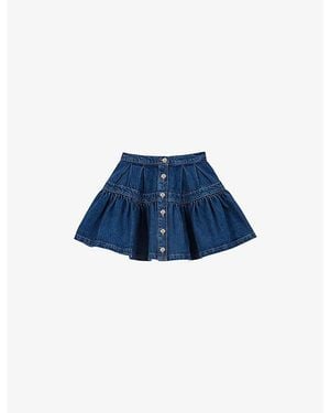 Maje Flared Button-Down Denim Mini Skirt - Blue