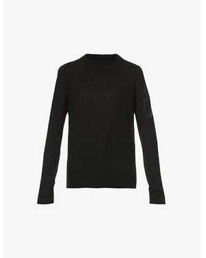 Zadig & Voltaire Miss Rhinestone-Embellished Arrow Cashmere Jumper - Black