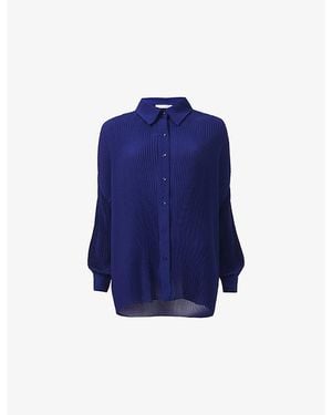 eem Long-Sleeve Plisse Woven Shirt - Blue