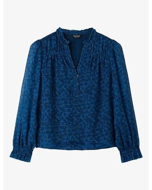 Whistles Ditsy Floral Print Woven Blouse - Blue