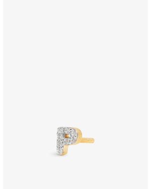 Missoma Pavé Initial P 18Ct Vermeil And Cubic Zirconia Single Stud Earring - White