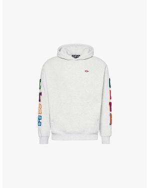 The Couture Club Multi-Badge Chenille Relaxed-Fit Cotton-Blend Jersey Hoody - White