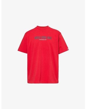 A Bathing Ape Slogan Graphic-Print Cotton T-Shirt - Red