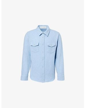 God's True Cashmere Long-Sleeve Button-Down Cashmere Shirt - Blue