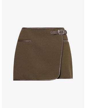 Jonathan Simkhai Sheridan Buckle-Embellished Crepe Mini Skirt - Green