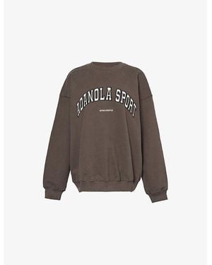 ADANOLA Logo-Embroidered Relaxed-Fit Cotton Sweatshirt - Brown