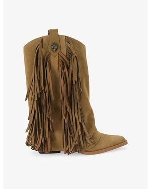 Kurt Geiger Albany Fringed Suede Cowboy Boots - Brown
