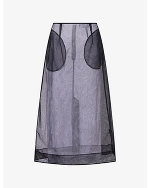 Simone Rocha Ripple Sheer Mesh Midi Skirt - Blue