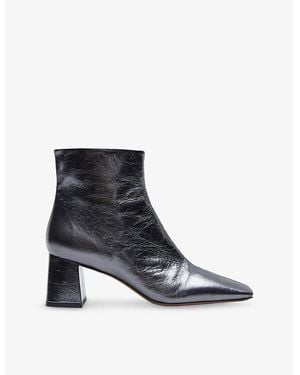 JOSEPH Metallic Leather Heeled Ankle Boots - Blue