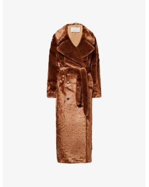Frankie Shop Joni Notched-Lapel Faux-Fur Coat - Brown