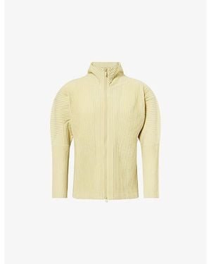 Homme Plissé Issey Miyake Basics Zip-Up Pleated Knitted - Yellow