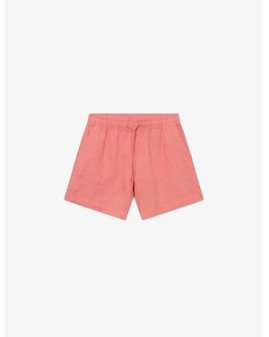 Twist & Tango Melody Drawstring-Waist High-Rise Linen Shorts - Pink