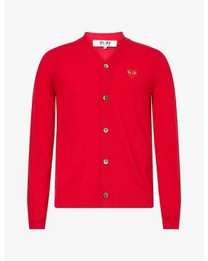 COMME DES GARÇONS PLAY Heart Motif-Logo Wool Cardigan - Red