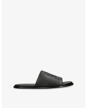 Loewe Flex Anagram Leather Sliders - Black