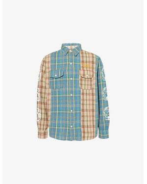 BBCICECREAM Panelled Checked Cotton Shirt - Blue