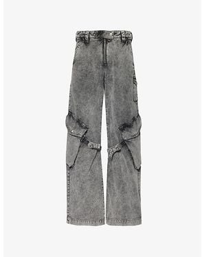 Acne Studios Potinal High-Rise Wide-Leg Cotton-Canvas Trousers - Grey