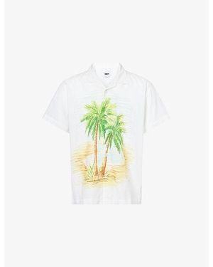 Obey Hyde Short-Sleeve Cotton And Linen-Blend Shirt - Green