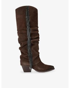 KG by Kurt Geiger Tempt Suede Heeled Knee-High Boots - Brown