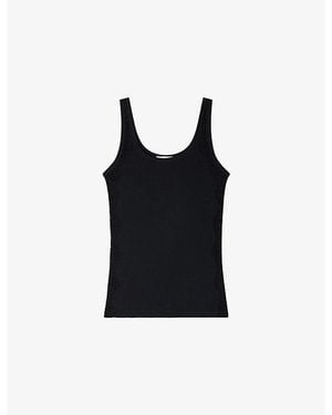 Sandro Sleeveless Lace-Strap Cotton Top - Black