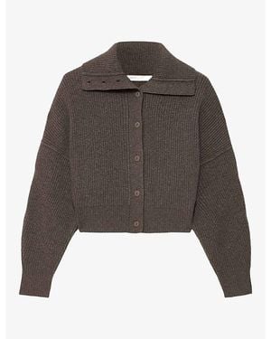 AllSaints Caron Cropped Merino Wool Cardigan - Gray